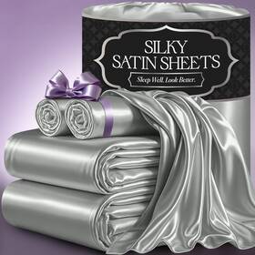 Dc-s4-queen-grey Decolure Satin Bed Sheets - 4 Piece Luxury Silky Queen Size Bedding Set Sof