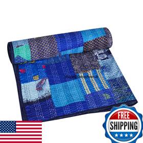 B0dd3qzjn1 Decoravenue Patchwork Kantha Quiltthrow Handmade Silk Bed Coverbedding