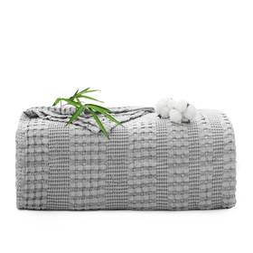 Deh2410-gy-t Delight Home Cooling Cotton Waffle Blanket Twin Size For Bed Sofa- Lightweight Breathable