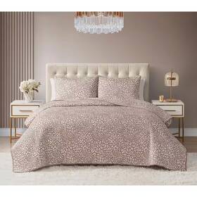 Design Studio 705353597930 Leopard Cocoa 3-piece All-season Soft Woven Matelasse Jacquard Reversible Cotton