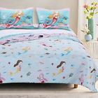Dh742567891928 Piece Kids Blue Purple Pink Twin Quilt Set 742567891928