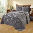 Dh742567897357 Piece Grey Oversized Chenille Bedspread Full Gray Medallion 742567897357