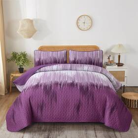 Ac080659 Dintszyayue Purple Gradient Quilt Set King Size 3 Pieces Abstract Art Ombre Patt