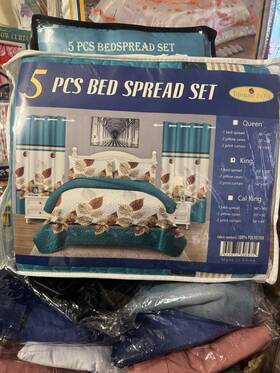 Djoune Felix 086717308471 Queen 5-pc Teal Leaf Bedspread Set 100% Polyester 86x86