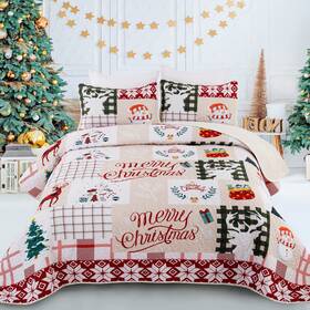 Nd06ac080227k3u Dobuyly Christmas Quilt Set King Tree Snowman Reindeer Pattern Bedding