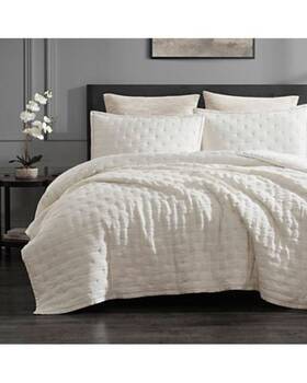 Donna Karan 800298673425 Luxury Meditate King Quilt Comforter Ivory Linen Silk Machine Wash
