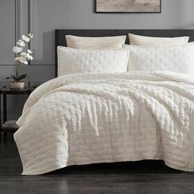 Donna Karan 800298797237 Home Ivory Meditate Linen Silk Quilt Queen Sz 96 X 90 Inch New Free Ship