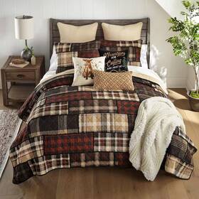 Donna Sharp 313036489467 Lj Plaid 3-piece Red And Black Cotton Queen Quilt Set