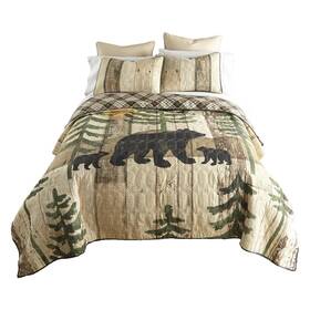 60017d Donna Sharp King Bedding Set - 3 Piece Painted Bear Lodge Quilt With And