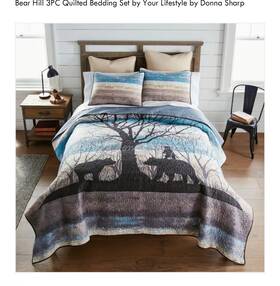 60157 Donna Sharp Bear Hill 3pc Quilted Bedding Set By Full/queen Free Shipping
