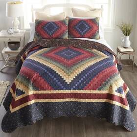 60227 Donna Sharp Chesapeake Trip Around The World Country Cottage King 3 Pc Quilt Set
