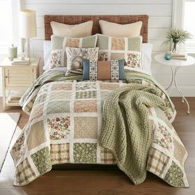 67600 Donna Sharp Peach Rose Summer Cotton Quilted Bedding Set 3pc Queen Size