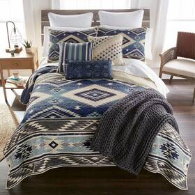 74893472 Donna Sharp Desert Hill Quilt Set - King Size Blue And Gray Southwest Design