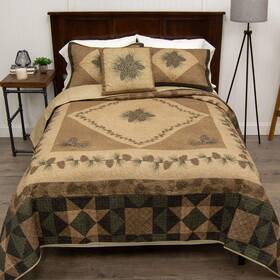 Donna Sharp 754069007288 Queen Bedding Set - 4 Piece Antique Pine Lodge Quilt With