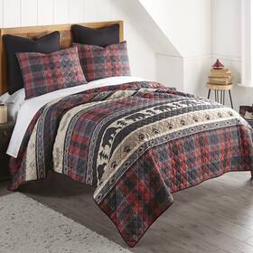 Donna Sharp 754069201860 Queen Bedding Set - 3 Piece Canoe Trip Lodge Quilt With And