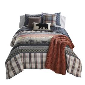 Donna Sharp 754069202270 King Bedding Set - 3 Piece Morning Path Lodge Quilt With And