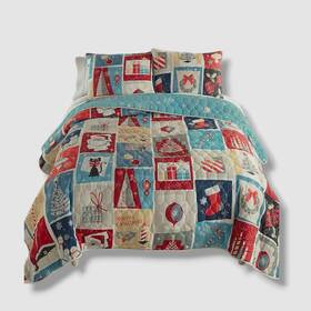 Donna Sharp 754069203550 Your Lifestyle By Red Christmas 3 Piece Reversible Quilt Set Queen