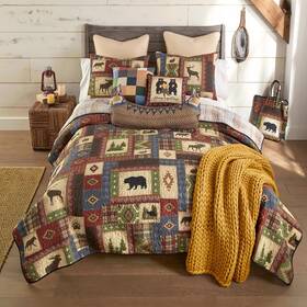 Donna Sharp 754069204670 King Bedding Set - 3 Piece Forest Grove Lodge Quilt With And