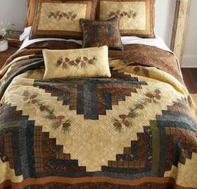 Donna Sharp 754069660063 Full/twin Quilt Cabin Raising Rustic Pine Cone Lodge Micro Quilting