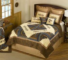 Dsl-q-660g Donna Sharp King And 2 Sham Cabin Raising Pine Cone Quilted Collection Embroidery