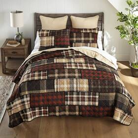 Q-pw-24q3-6205 Donna Sharp Lj Plaid Rustic Country Cotton Twin 2 Pc Ragged Edge Quilt Set