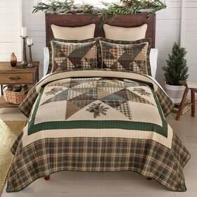 Q-pw-24q3-6309 Donna Sharp Rustic Pine Star Patchwork Cotton Country Home Queen 3 Pc Quilt Set