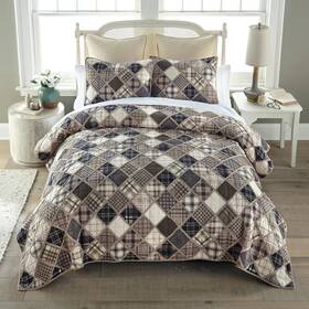 Q-rc-24q2-6156 Donna Sharp Driftwood Rustic Country Cabin Cotton Queen 3 Pc Rag Quilt Set