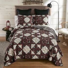 Q-rc-25q1-6499 Donna Sharp Log Cabin Star Country Cottage Rustic King 3 Pc Quilted Bedding Set