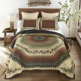 Q-ucc-25q1-6341 Donna Sharp Pine Circle Country Cottage Rustic Queen 3 Pc Quilted Bedding Set