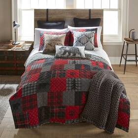 Y20017 Donna Sharp Quilt/coverlet Set Graphic Reversible 3pc King Microfiber Red Forest