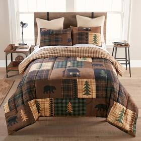 Y20031 Donna Sharp Brown Bear Cabin Rustic Country Cottage King 3 Pc Comforter Set