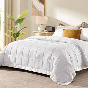 Downluxe 751677136799 Queen Size Blanket With Satin Trim Lightweight Down Alternative