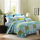 Dq505 Virah Bella Debra Valencia Kyoto Patchwork Teal King Quilt Set