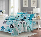 Dq515 Virah Bella Debra Valencia Francesca Queen Quilt Set Aqua White