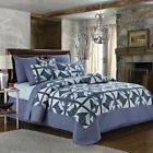 Dq610 Virah Bella Blue Bowties Primitive King Quilt Set Shams Collection
