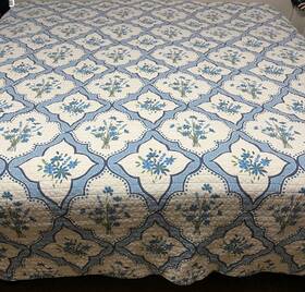 Draper James 190945168009 Dolly Cotton Quilt With Shams King Blue Floral Scalloprd Edge