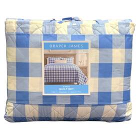 735732592713-p Draper James Cl 4-piece Reversible Cotton/polyester Quilt Set King Glen Gingham