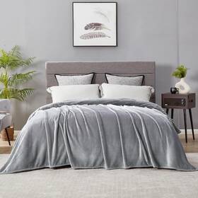 Dn-02 Dreamnine Extra Large Soft Comfy Fluffy King Size - 90 Inch X 108 Plain Grey