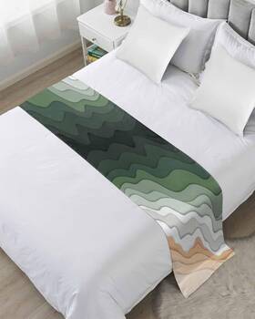 Dreamycor 705353530944 Bed Runner Green Beach Waves Bedding Scarves Soft Decorative Flag Abstract A