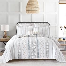 Duohong 614166324773 Quilt King Size 100% Cotton Bedding Set Reversible Boho Striped Ki