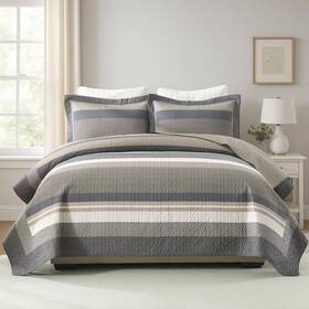 Duohong 639393977431 100% Cotton Quilts King Size Quilt Bedding Set Bedspread Striped