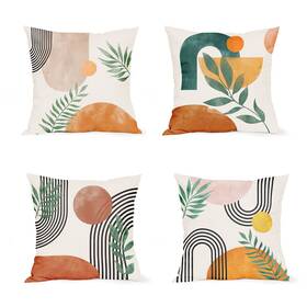 Pillow-4pc-boho-0616 Dzglobal Pillow Covers For Home Decor Throw Pillowcases Boho Yellow 18 Inch X Pack Of