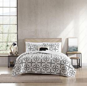200405 Eddie Bauer - King Quilt Set Cotton Reversible Bedding With Matching Shams