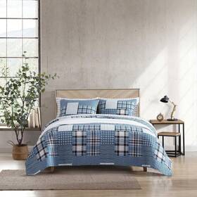 Eddie Bauer 883893860803 Queen Quilt Set Reversible Cotton Bedding With Matching Shams Patchwork P