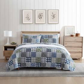 Eddie Bauer 883893860889 Twin Quilt Set Reversible Cotton Bedding With Matching Sham Patchwork Hom