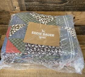 Eddie Bauer 883893920491 King Block Patchwork Quilt Set Green