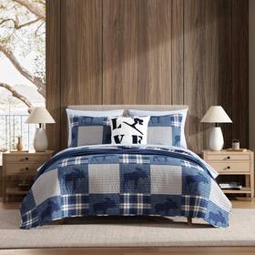 A0005761 Eddie Bauer - King Quilt Set Naturally Soft Cotton Bedding With A Lightweight