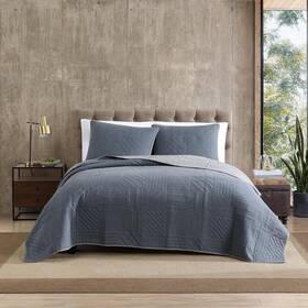 Ushsa91069743 Eddie Bauer Quilt Set Twin 150-thread Count Cotton Reversible Plaid Blue 2-piece
