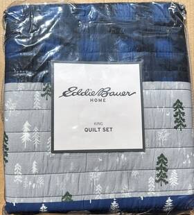 Ushsa91076139 Eddie Bauer Blue Creek Quilt Set 3pc 100% Cotton Super Soft Lightweight King