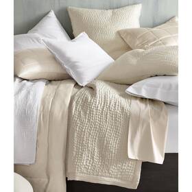 32356 Eileen Fisher Waves-washed Silk Queen Quilt Bedspread And 2 Pillow Shams In Cream